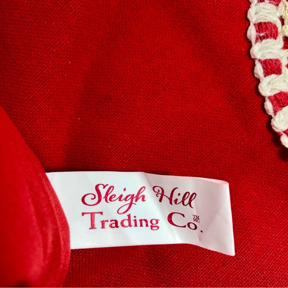 SLEIGH HILL TRADING CO. Christmas Stocking Red with Ecru Crochet Trim - Picture 8 of 10